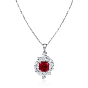 Cushion shaped ruby necklace